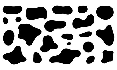 Abstract black organic blob shapes vector illustration with stylish modern fluid forms. Unique artistic playful silhouettes and trendy seamless design elements isolated on white, creative pattern,