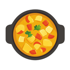 2D flat vector illustration of a Curry in icon style, isolated on white background