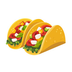 2D flat vector illustration of a Fish Tacos in icon style, isolated on white background
