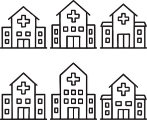 Fototapeta premium Hospital and Medical Clinic Building Vector Icons