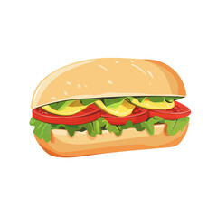 Flat 2D Dabeli illustration, vector graphic in icon style, on white background