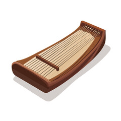 Guqin, flat style 2D vector image, isolated on a white background