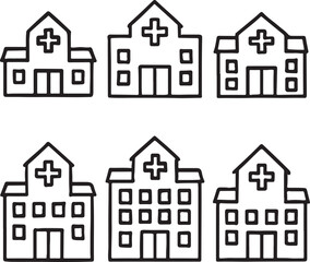 Fototapeta premium Hospital and Medical Clinic Building Vector Icons