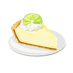2D flat vector illustration of a Key Lime Pie in icon style, isolated on white background