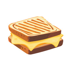 Minimal flat vector of a Grilled Cheese Sandwich, 2D icon-style illustration on white background
