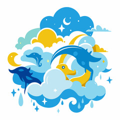 Naklejka premium sun and clouds