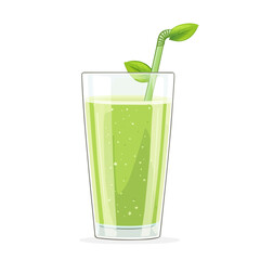 Flat 2D Green Tea Smoothie illustration, vector graphic in icon style, on white background