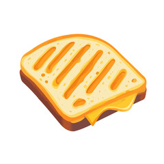 Flat 2D Grilled Cheese Sandwich illustration, vector graphic in icon style, on white background