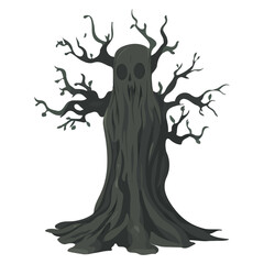 2D flat vector illustration of a Dryad Tree Spirit in icon style, isolated on white background