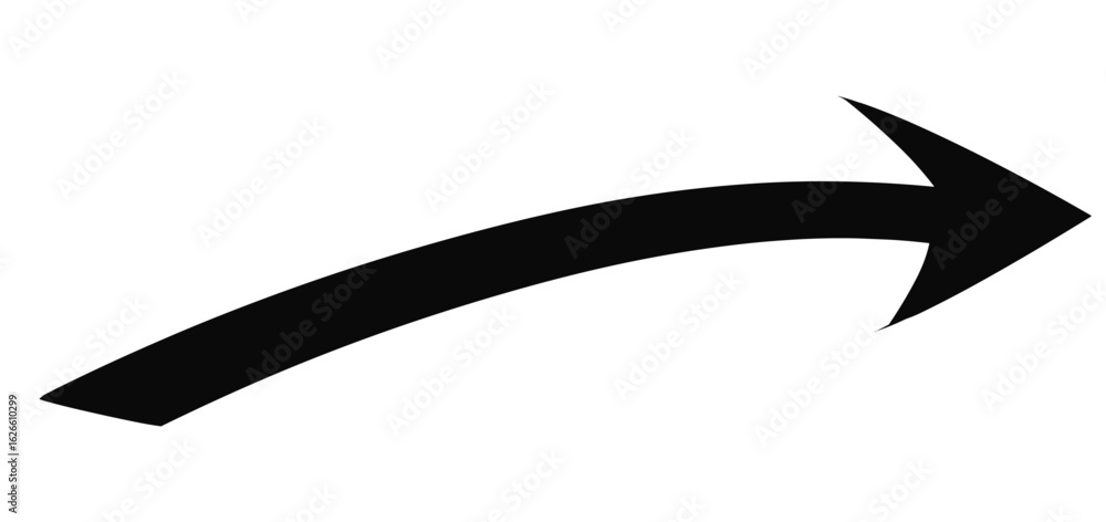 Poster long curved black arrow icon pointing up, isolated vector symbol. direction and navigation marker, a
