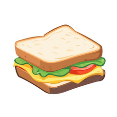 Flat 2D Katsu Sando illustration, vector graphic in icon style, on white background