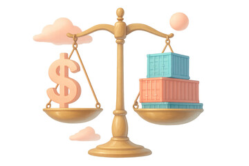 Import Tariffs trade Balance of Trade Concept with Dollar and Cargo Boxes