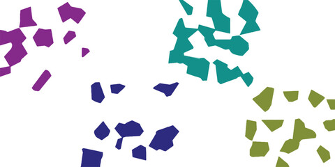 Abstract geometric shapes scattered across a white background creates a modern and colorful design element representing connection and community in a graphic style