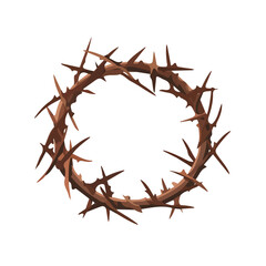 Minimal flat vector of a Crown Of Thorns, 2D icon-style illustration on white background