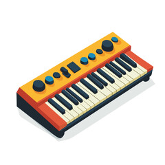 Fototapeta premium 2D flat vector illustration of a Keyboard Pedal Board in icon style, isolated on white background