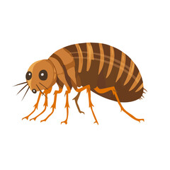 2D flat vector illustration of a Flea in icon style, isolated on white background