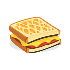 Minimal flat vector of a Grilled Cheese Sandwich, 2D icon-style illustration on white background