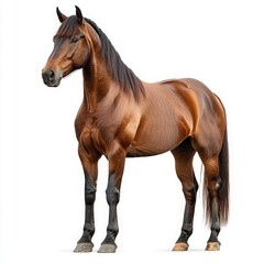 Obraz premium Brown Horse Standing Proudly in Studio with Shiny Coat and Defined Muscles Showcasing Strength and Beauty of Equine Majestic