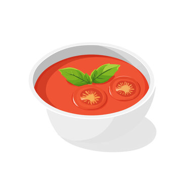tomato soup bowl with basil clip art preview