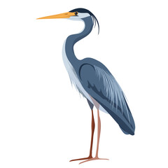 2D flat vector illustration of a Heron in icon style, isolated on white background