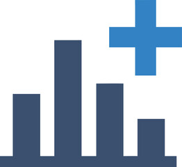 Obraz premium Bar graph with a blue plus symbol chart data