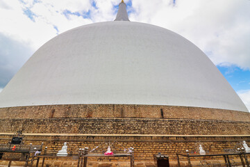 Magnificent view of the 103 m high dome and associated shrines at the  sacred Ruwanveli Maha Seya...