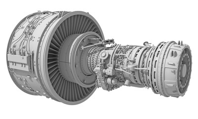 Turbofan Aircraft Engine in Clay Style Render on White Background 3D Rendering