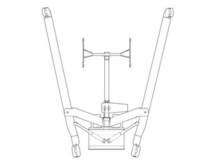 Obraz premium A monochrome Wireframe Depiction of a medical patient lift. This Technical Drawing is a Simple Line Art Outline Illustration, showing the equipment for patient transfer and care in healthcare