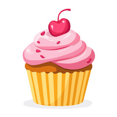 2D flat vector illustration of a Cupcake in icon style, isolated on white background