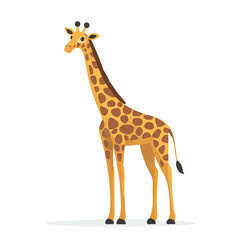 Giraffe, flat style 2D vector image, isolated on a white background