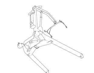 Obraz premium A monochrome Wireframe Depiction of a medical patient lift. This Technical Drawing is a Simple Line Art Outline Illustration, showing the equipment for patient transfer and care in healthcare
