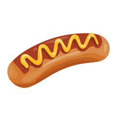Minimal flat vector of a Currywurst, 2D icon-style illustration on white background