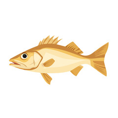 Fototapeta premium 2D flat vector illustration of a Haddock in icon style, isolated on white background