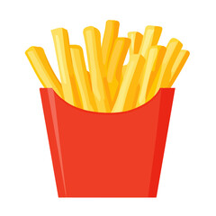 French Fries, flat style 2D vector image, isolated on a white background