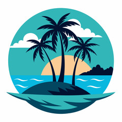 tropical island with palm trees