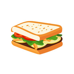 Minimal flat vector of a Katsu Sando, 2D icon-style illustration on white background