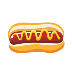 Minimal flat vector of a Currywurst, 2D icon-style illustration on white background