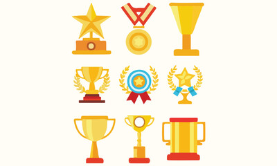 Award Icons, Trophy Clipart, Medal Vector, Winner Badge PNG, Prize Ribbon Images, Free Download