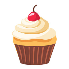 2D flat vector illustration of a Cupcake in icon style, isolated on white background