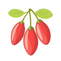 2D flat vector illustration of a Goji Berry in icon style, isolated on white background