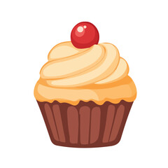 Minimal flat vector of a Cupcake, 2D icon-style illustration on white background