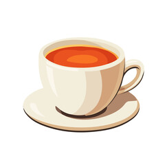 Flat 2D Hot Tea illustration, vector graphic in icon style, on white background
