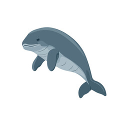 2D flat vector illustration of a Dugong in icon style, isolated on white background
