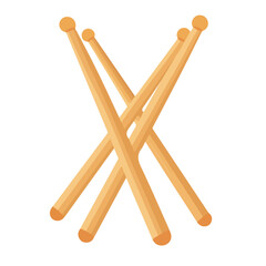 Flat 2D Drumsticks illustration, vector graphic in icon style, on white background