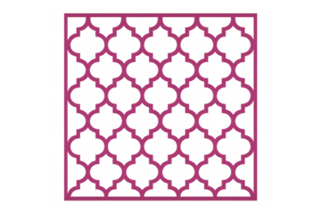 Pink quatrefoil lattice forming intricate moroccan pattern, transparent background, ideal for graphic design applications