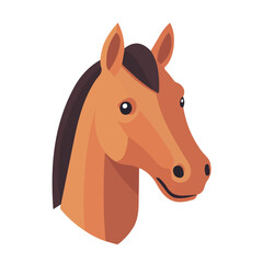 Horse, flat style 2D vector image, isolated on a white background