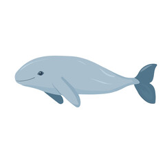 Minimal flat vector of a Dugong, 2D icon-style illustration on white background