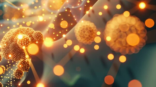 Scientific Abstract: A stunning, high-tech, macro-level image highlighting the intricate beauty and complexity of cellular structures, with a captivating array of sparkling molecules. 