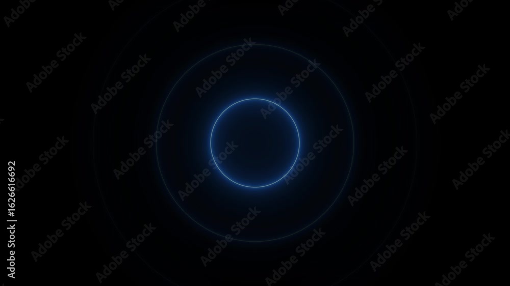 Poster glowing neon circle radio waves looping animation. searching process in futuristic interface radio w