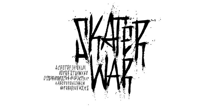 Splatter Font Distressed Font Graffiti Font Spray Paint Grunge Rough Creative Hand Drawn Uppercase Alternate Symbol And Number. Street Art Fashion Designs Typography modern concept vector illustration